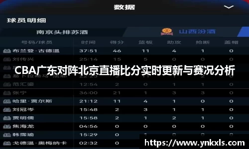 CBA广东对阵北京直播比分实时更新与赛况分析